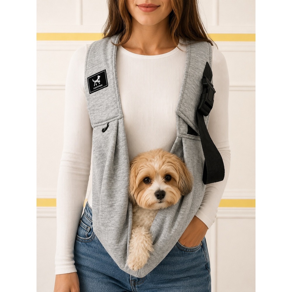 PawPubby Pet Sling Carrier Small Dog Cat Hands Free Crossbody Travel Bag Gray